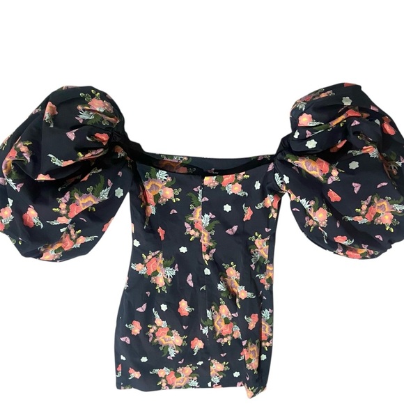 Rebecca de Ravenel Puff Sleeve Butterfly Dress Cotton Sz 0 - Picture 2 of 6